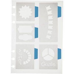 Stencil, 5 store motiver, ark 12,5x17,5 cm, 1 ark