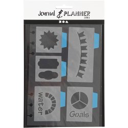 Stencil, 5 store motiver, ark 12,5x17,5 cm, 1 ark