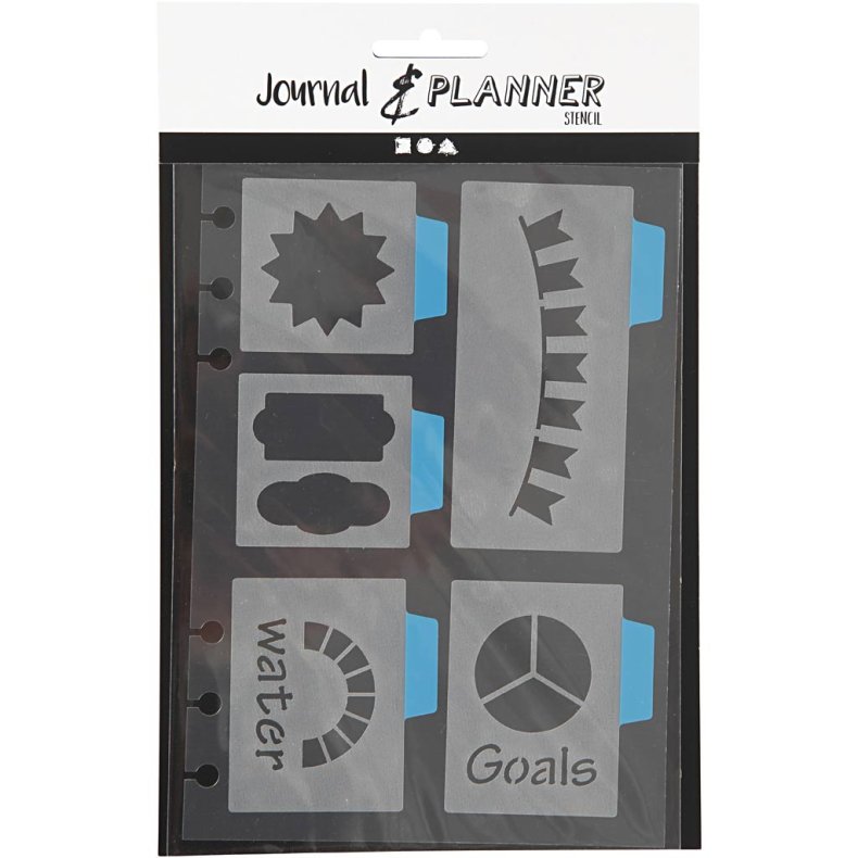 Stencil, 5 store motiver, ark 12,5x17,5 cm, 1 ark