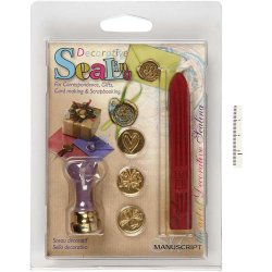 Lak og segl, hjerte, sommerfugl, firkl&oslash;ver, diam. 18 mm, 1 s&aelig;t