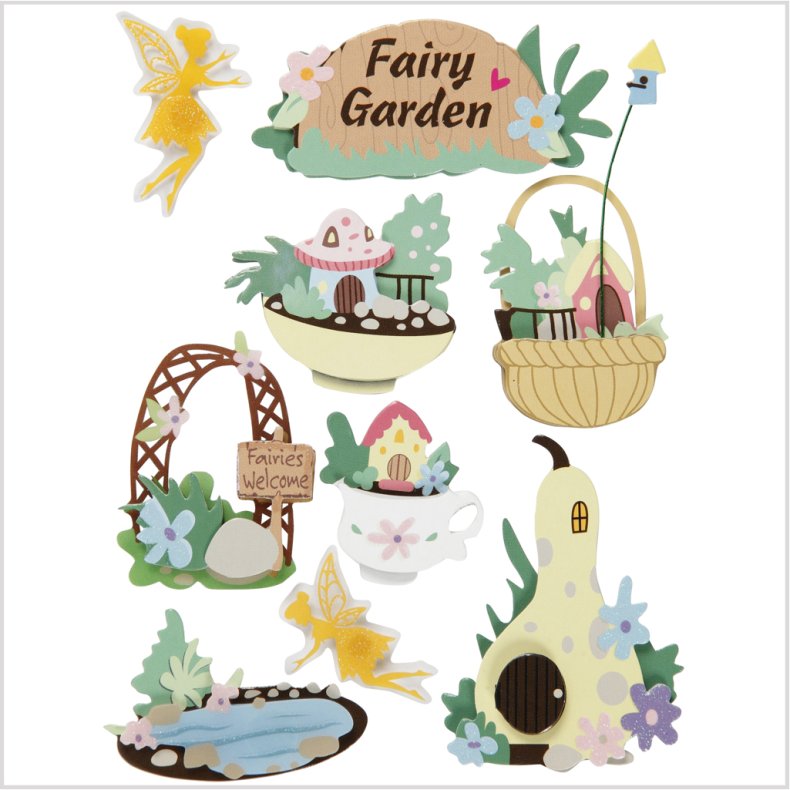 3D Stickers, fe-have, H: 32-64 mm, B: 30-55 mm, tykkelse 7 mm, 9 stk./ 1 pk.