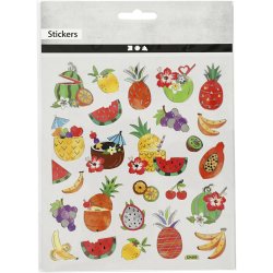 Stickers, eksotiske frugter, ark 15x16,5 cm, 1 ark