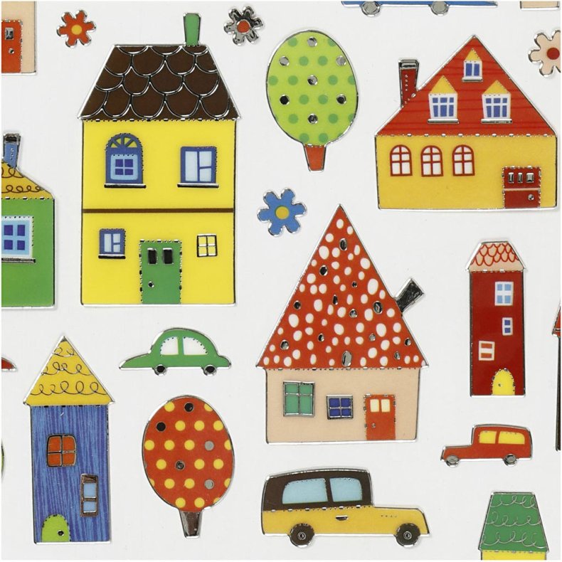 Stickers, byliv, ark 15x16,5 cm, 1 ark