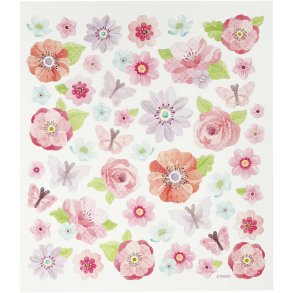 Stickers, forårsblomster, ark 15x16,5 cm, 1 ark