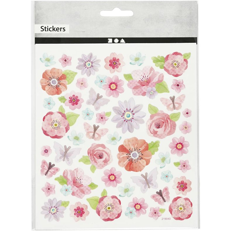 Stickers, for&aring;rsblomster, ark 15x16,5 cm, 1 ark