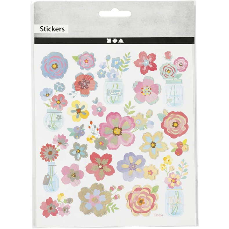 Stickers, for&aring;rsblomster, ark 15x16,5 cm, 1 ark