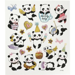 Stickers, pandaer, ark 15x16,5 cm, 1 ark