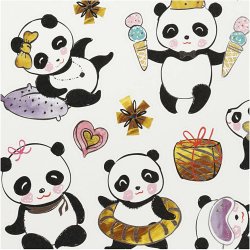 Stickers, pandaer, ark 15x16,5 cm, 1 ark