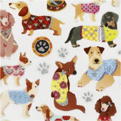 Stickers, hunde, ark 15x16,5 cm, 1 ark