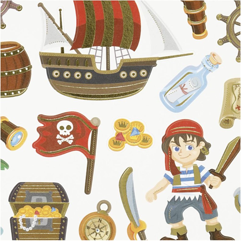 Stickers, pirater, ark 15x16,5 cm, 1 ark