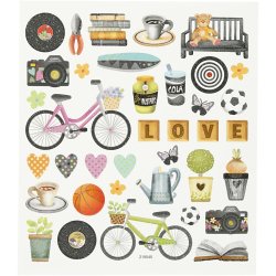 Stickers, fritid, ark 15x16,5 cm, 1 ark