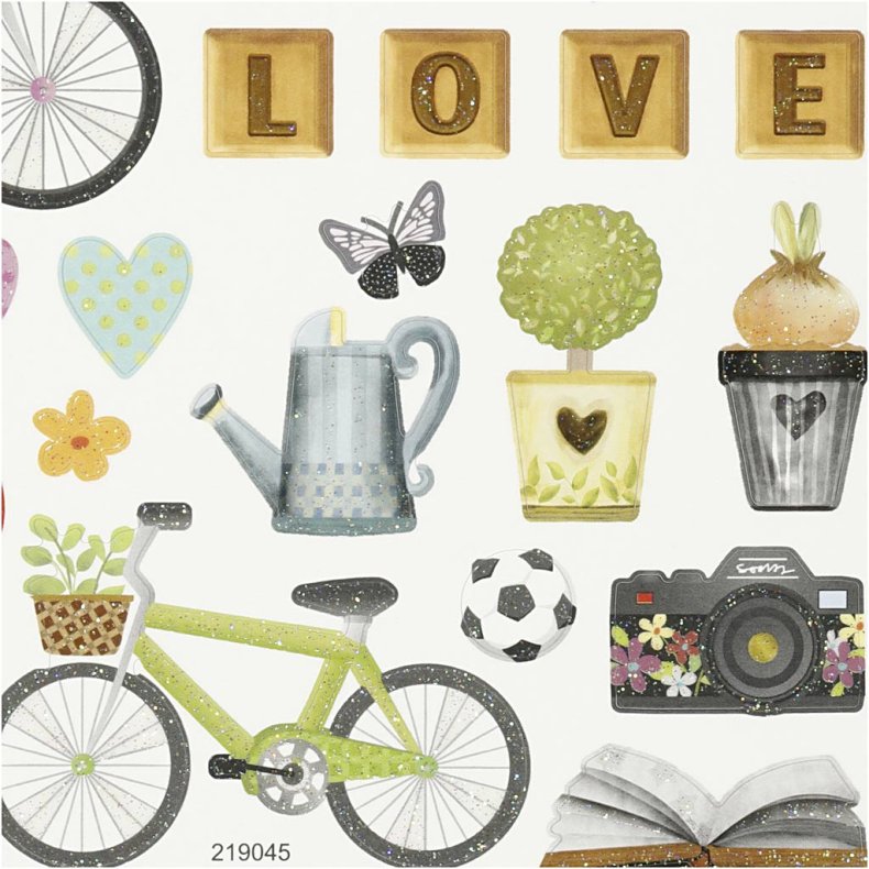 Stickers, fritid, ark 15x16,5 cm, 1 ark