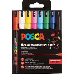 Posca Tusch, nr. PC-1MR, streg 0,7 mm, extra-fine, 8 stk./ 1 stk.