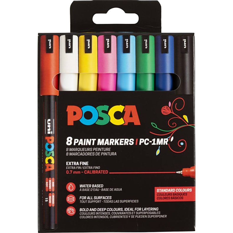 Posca Tusch, nr. PC-1MR, streg 0,7 mm, extra-fine, 8 stk./ 1 stk.