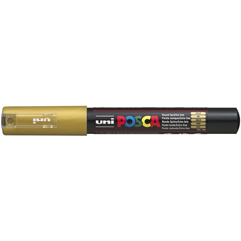 Posca Tusch, nr. PC-1M, streg 0,7 mm, extra-fine, guld, 1 stk.