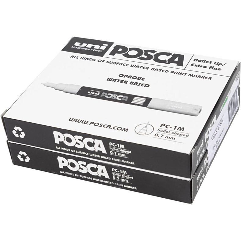 Posca Tusch, nr. PC-1M, streg 0,7 mm, extra-fine, ass. farver, 12 stk./ 1 pk.