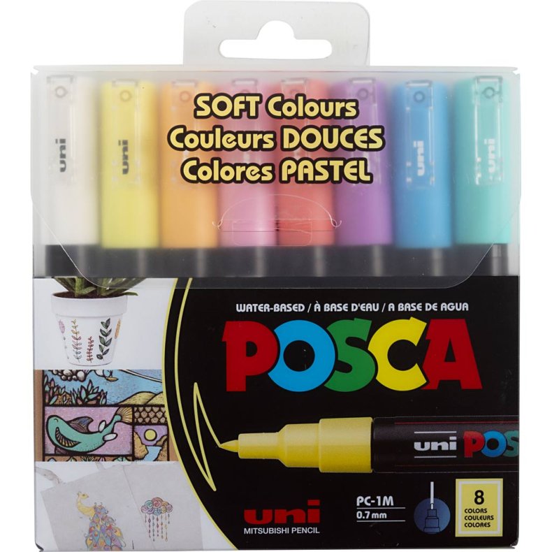 Posca Tusch, nr. PC-1M, streg 0,7 mm, extra-fine, 8 stk./ 1 stk.