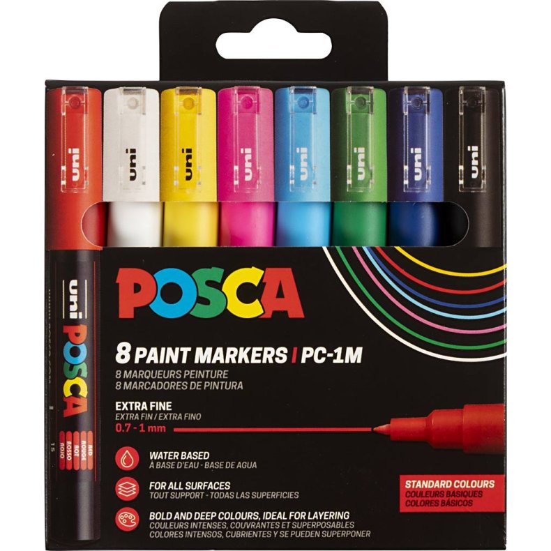 Posca Tusch, nr. PC-1M, streg 0,7 mm, extra-fine, 8 stk./ 1 stk.