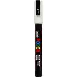 Posca Tusch, nr. PC-3M, streg 0,9-1,3 mm, fine, hvid, 1 stk.