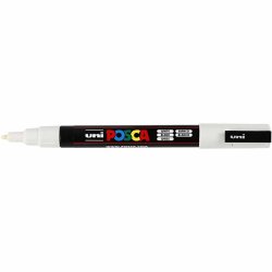 Posca Tusch, nr. PC-3M, streg 0,9-1,3 mm, fine, hvid, 1 stk.