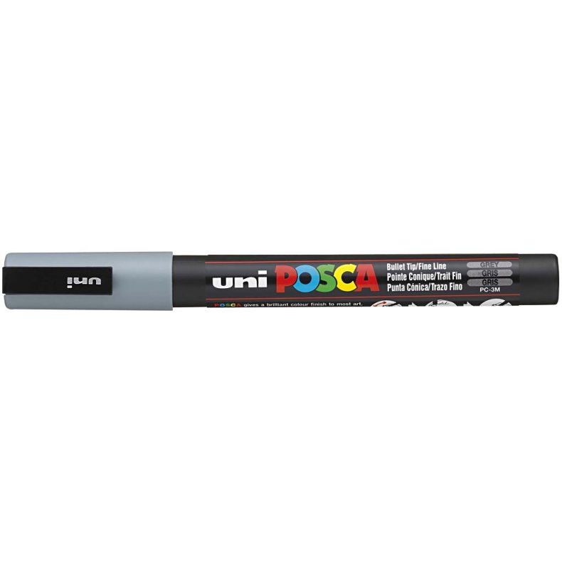 Posca Tusch, nr. PC-3M, streg 0,9-1,3 mm, fine, gr&aring;, 1 stk.