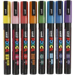 Posca Tusch, nr. PC-3ML, streg 0,9-1,3 mm, glitterfarver, 8 stk./ 1 pk.