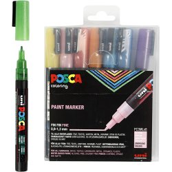 Posca Tusch, nr. PC-3ML, streg 0,9-1,3 mm, glitterfarver, 8 stk./ 1 pk.