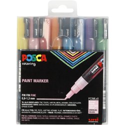 Posca Tusch, nr. PC-3ML, streg 0,9-1,3 mm, glitterfarver, 8 stk./ 1 pk.