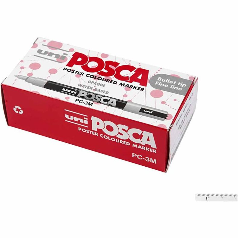 Posca Tusch, nr. PC-3M, streg 0,9-1,3 mm, fine, ass. farver, 12 stk./ 1 pk.