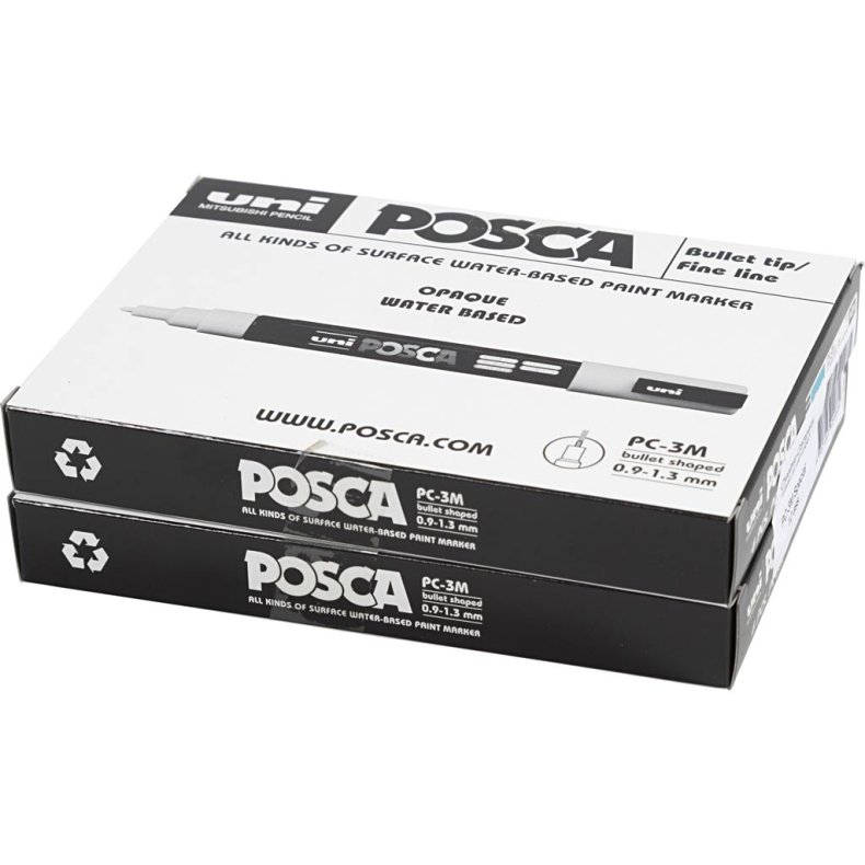 Posca Tusch, nr. PC-3M, streg 0,9-1,3 mm, fine, ass. farver, 12 stk./ 1 pk.