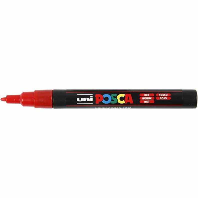 Posca Tusch, nr. PC-3M, streg 0,9-1,3 mm, fine, ass. farver, 12 stk./ 1 pk.