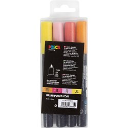 Posca Tusch, nr. PC-3M, streg 0,9-1,3 mm, fine, glitterfarver, 4 stk./ 1 stk.