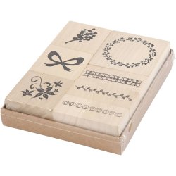 Stempels&aelig;t, natur, 7 ass./ 1 pk.