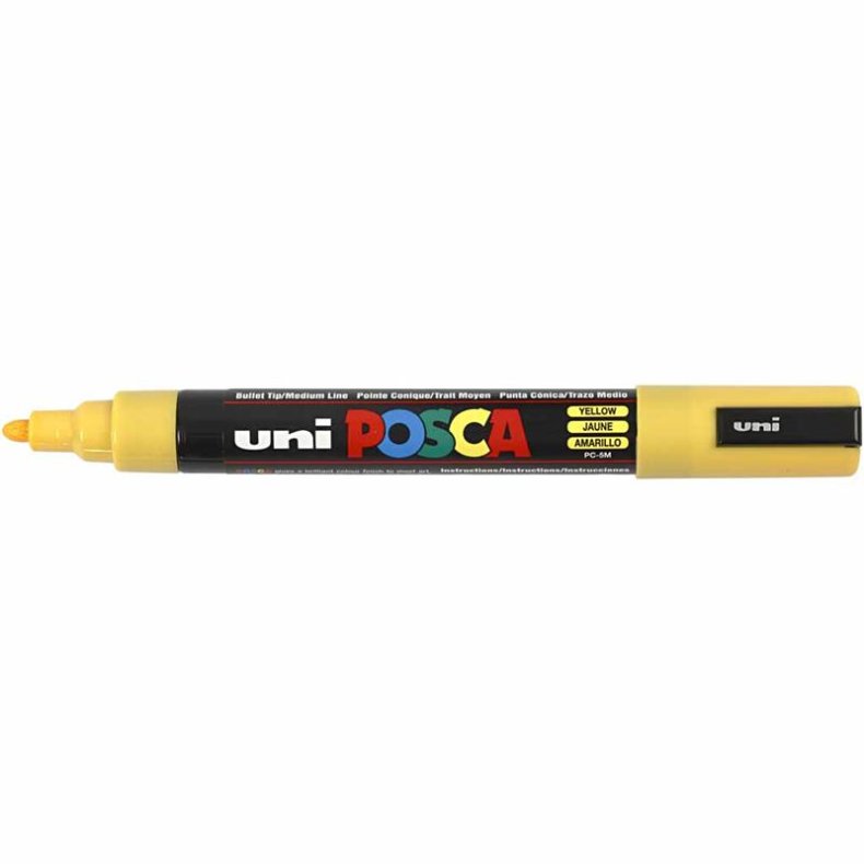 Posca Tusch, nr. PC-5M, streg 2,5 mm, medium, gul, 1 stk.
