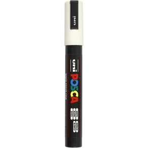 Posca Tusch, nr. PC-5M, streg 2,5 mm, medium, hvid, 1 stk.