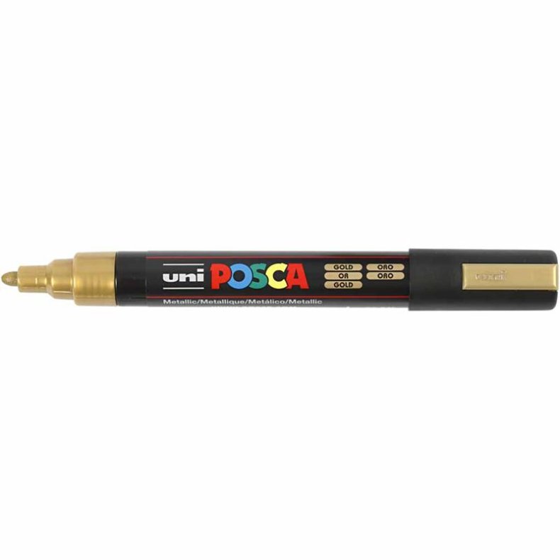 Posca Tusch, nr. PC-5M, streg 2,5 mm, medium, guld, 1 stk.