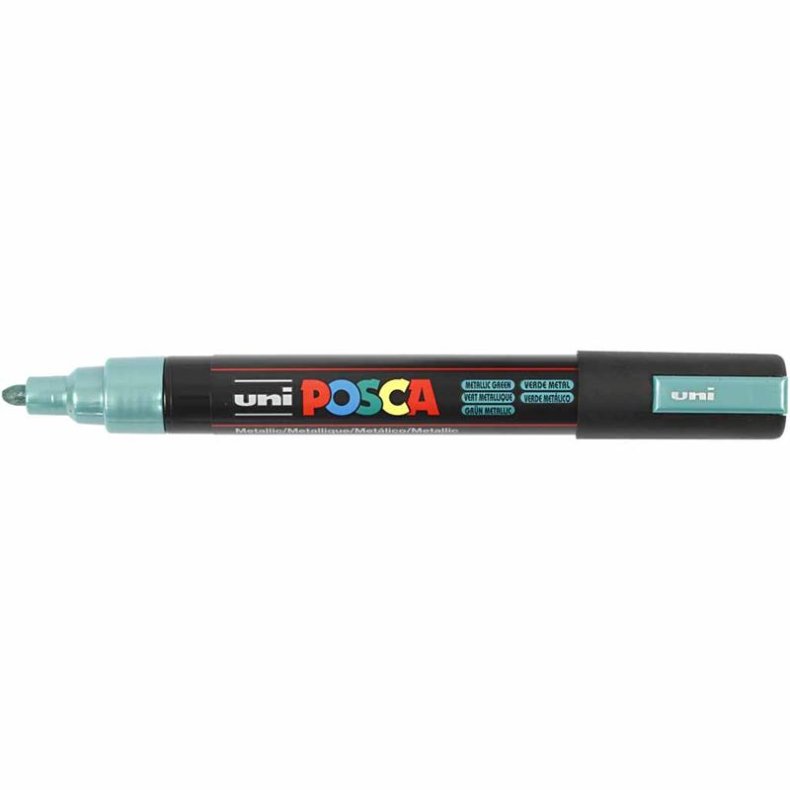 Posca Tusch, nr. PC-5M, streg 2,5 mm, medium, metal gr&oslash;n, 1 stk.