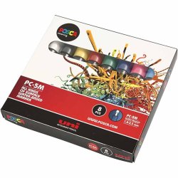 Posca Tusch, nr. PC-5M, streg 2,5 mm, medium, ass. farver, 8 stk./ 1 pk.