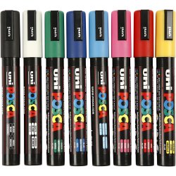Posca Tusch, nr. PC-5M, streg 2,5 mm, medium, ass. farver, 8 stk./ 1 pk.