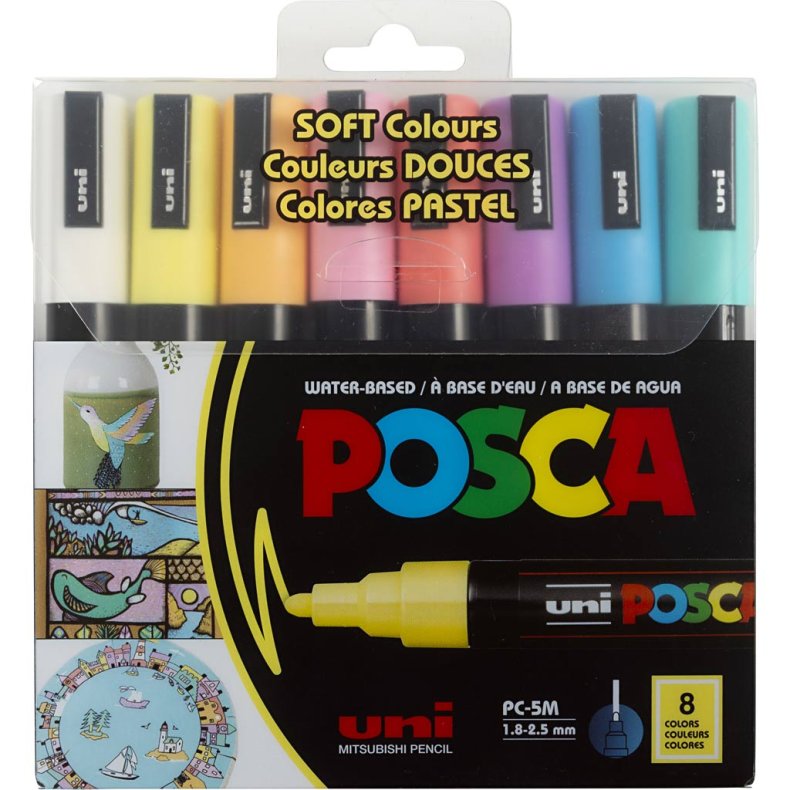 Posca Tusch, nr. PC-5M, streg 2,5 mm, medium, 8 stk./ 1 stk.