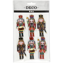 3D Stickers, n&oslash;ddekn&aelig;kkeren, H: 75 mm, B: 30 mm, tykkelse 7 mm, 6 stk./ 1 pk.