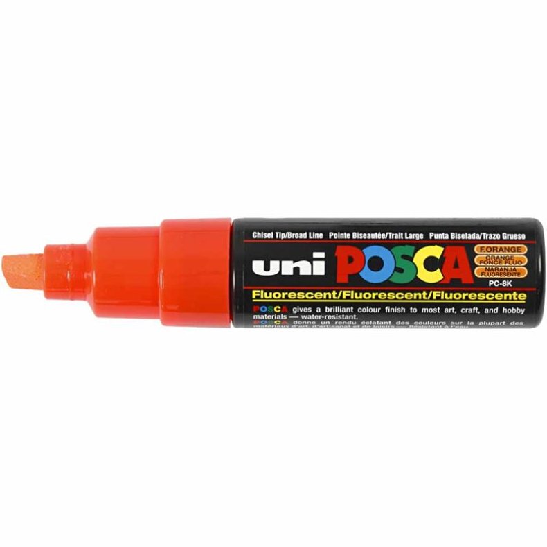 Posca Tusch, nr. PC-8K, streg 8 mm, broad, fluorescerende orange, 1 stk.