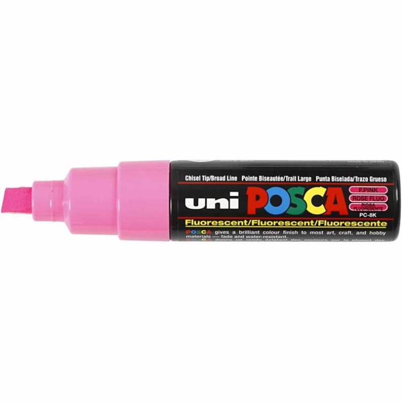 Posca Tusch, nr. PC-8K, streg 8 mm, broad, fluorescerende pink, 1 stk.