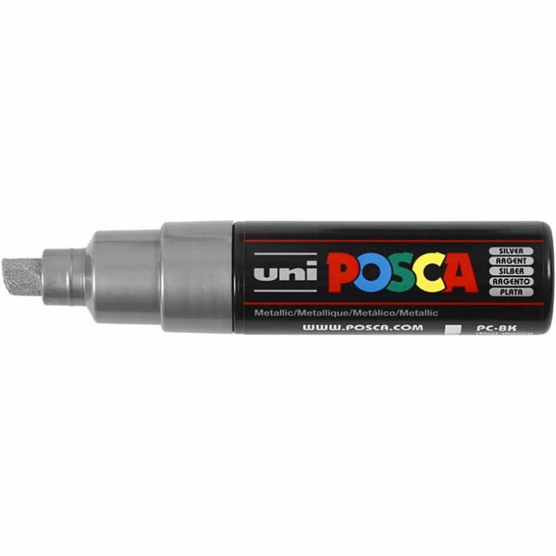 Posca Tusch, nr. PC-8K, streg 8 mm, broad, s&oslash;lv, 1 stk.