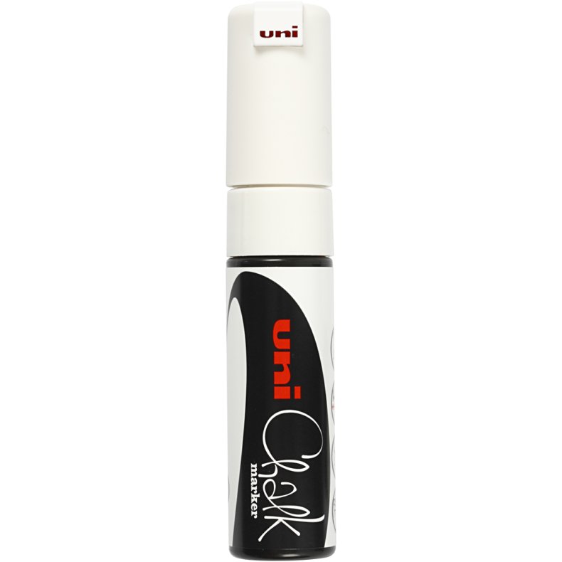Chalk Marker, streg 8 mm, hvid, 1 stk.