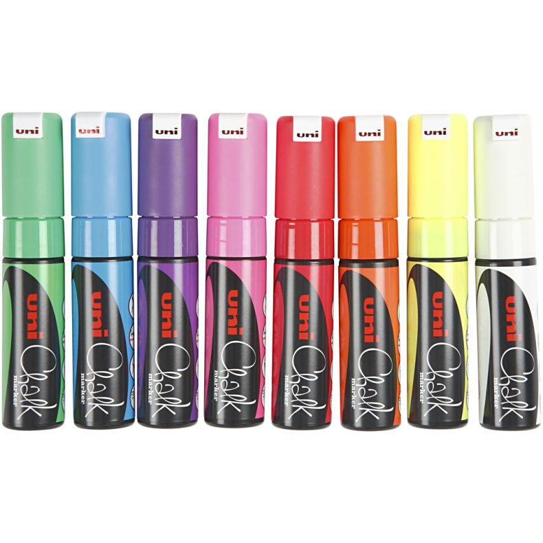 Chalk Marker, streg 8 mm, ass. farver, 8 stk./ 1 pk.
