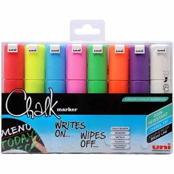 Chalk Marker, streg 8 mm, ass. farver, 8 stk./ 1 pk.