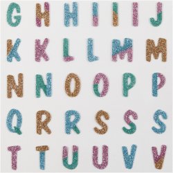 Glitterstickers, bogstaver, ark 10x16 cm, 1 ark
