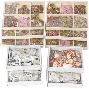 Træstickers, H: 40-50 mm, B: 15-45 mm, Indhold kan variere, 600 stk./ 1 pk.