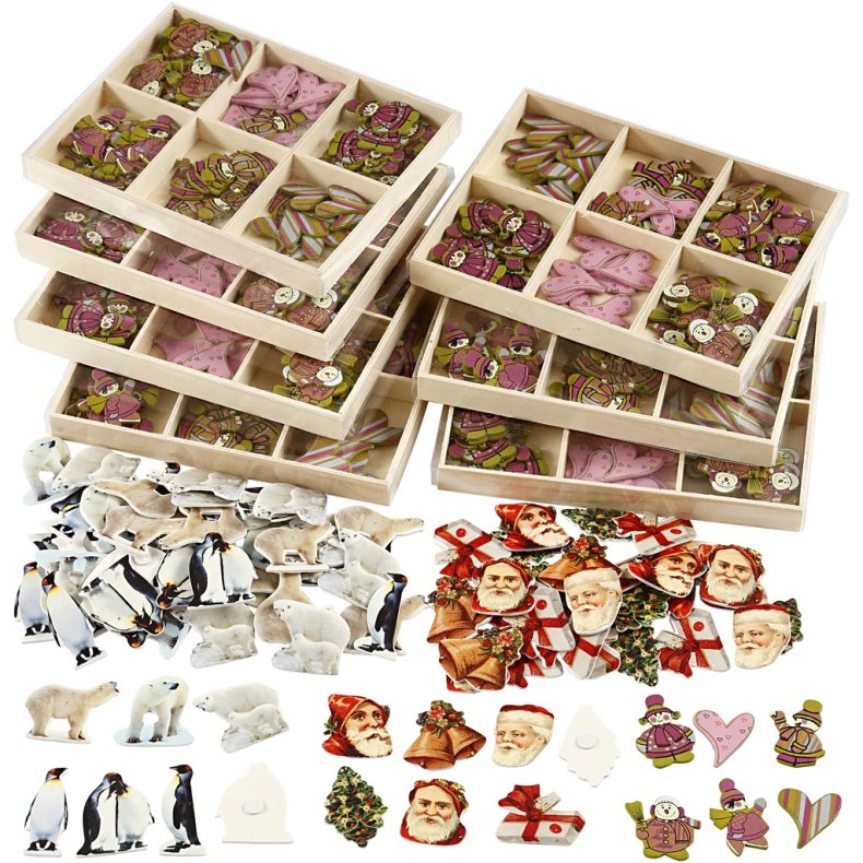 Tr&aelig;stickers, H: 40-50 mm, B: 15-45 mm, Indhold kan variere, 600 stk./ 1 pk.